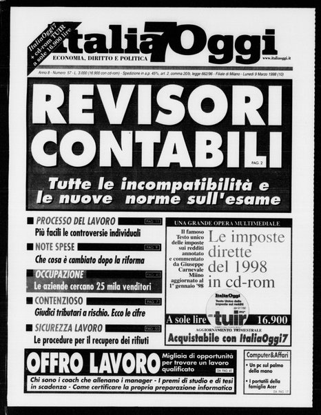 Italia oggi : quotidiano di economia finanza e politica